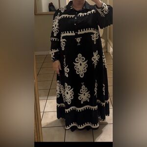 Elegant Black and White Patterned Dress